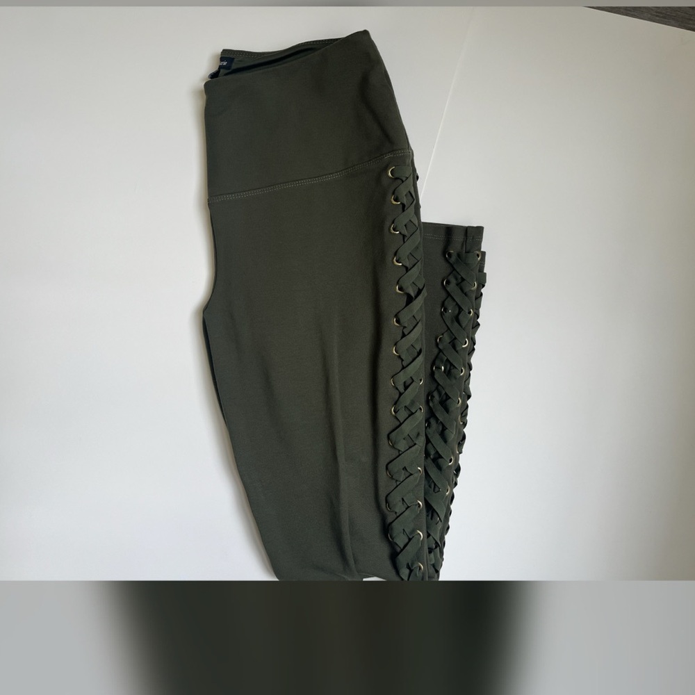 Athena Olive Lace-Up Leggings